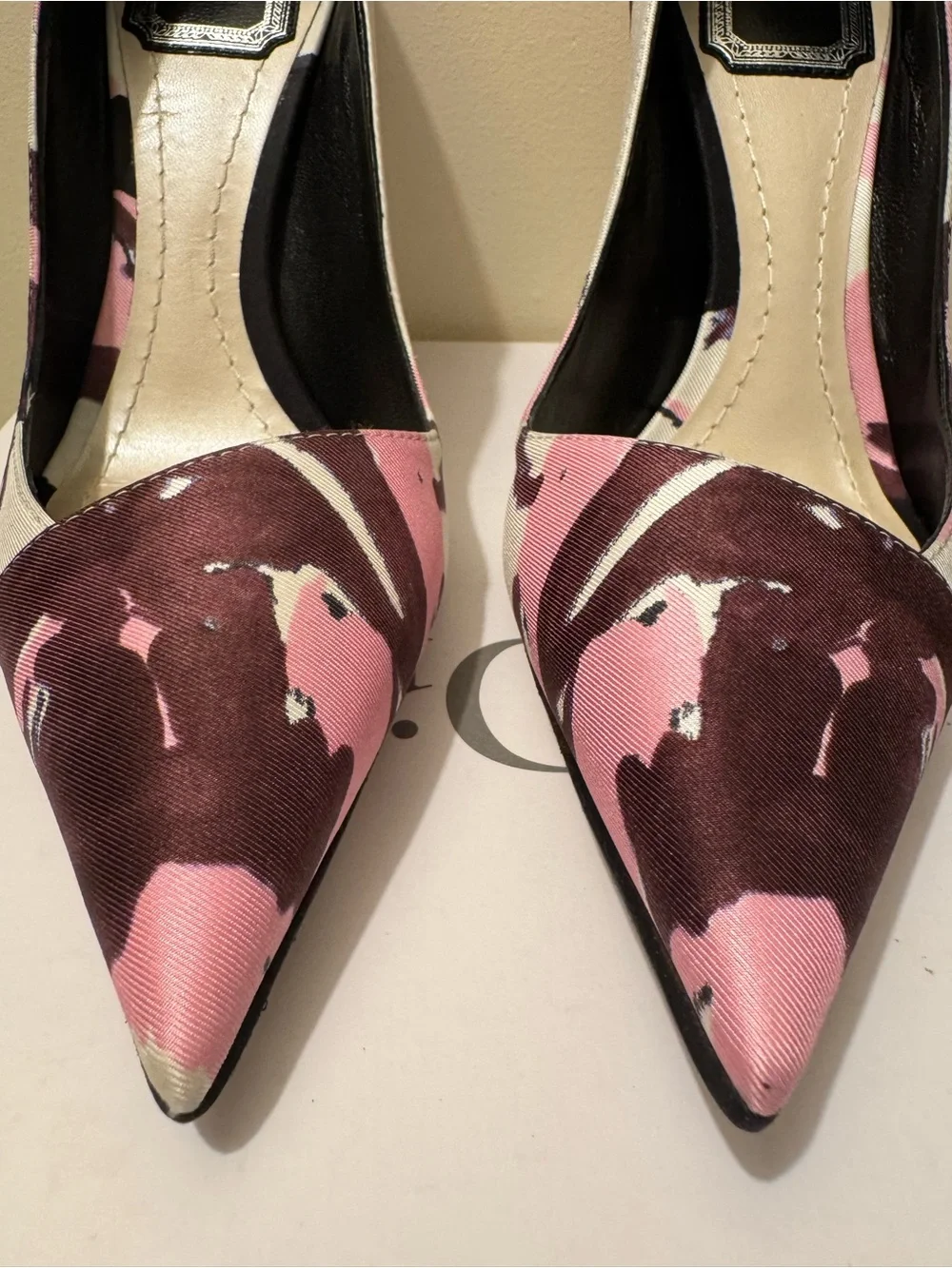 BNIB Christian Dior Songe Pink Burgundy Floral Satin Pumps Full Set Raf Simons